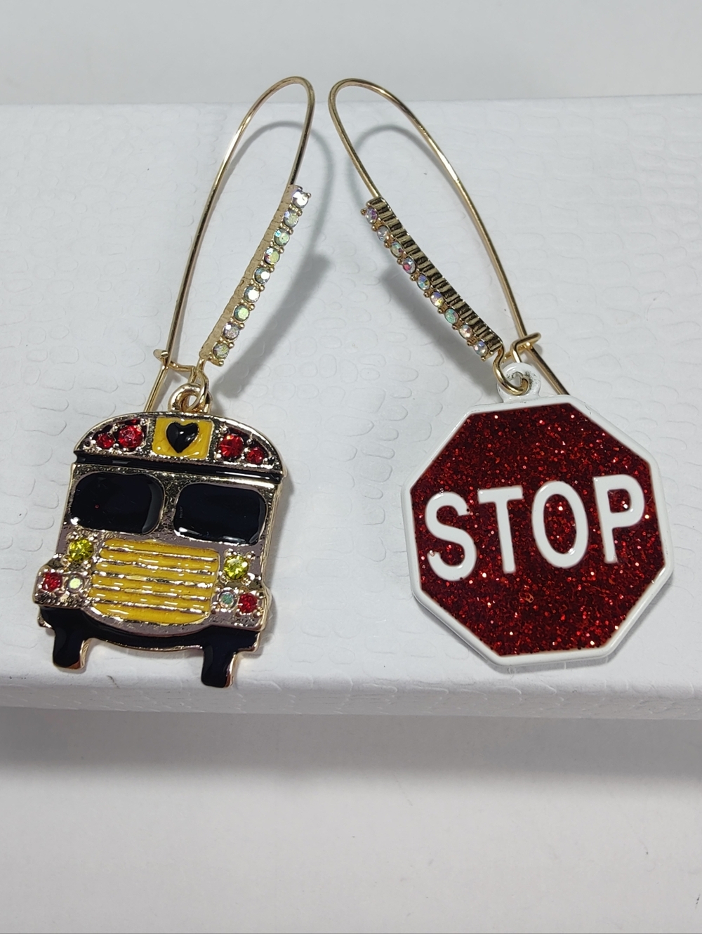 Betsey Johnson School Bus & STOP Sign Earrings Teacher Gift Bus Driver Gift